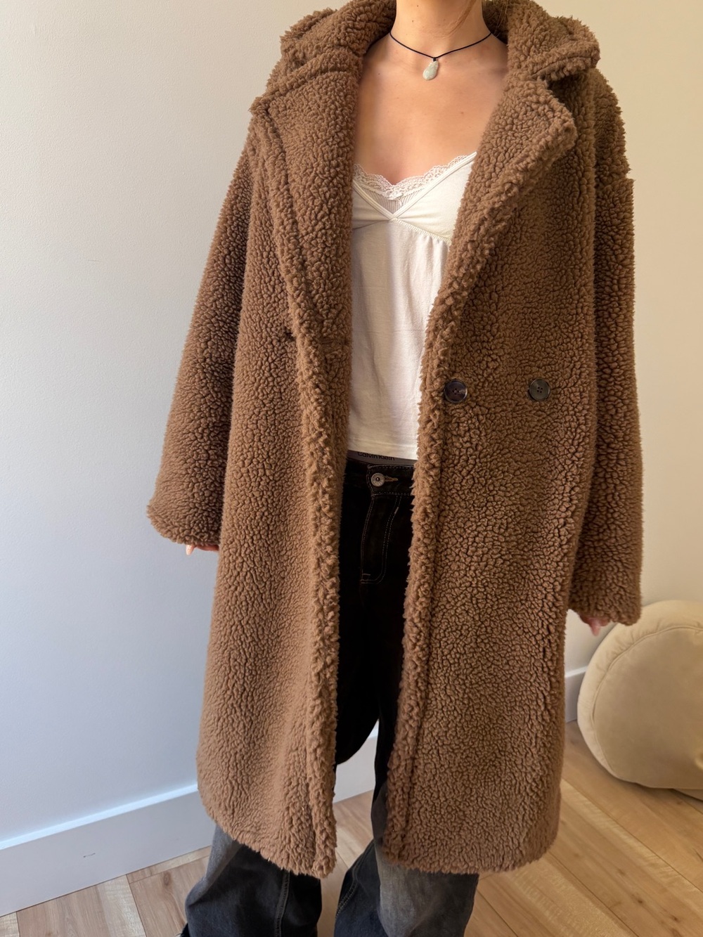 OAK + FORT Warm Tan Teddy Jacket